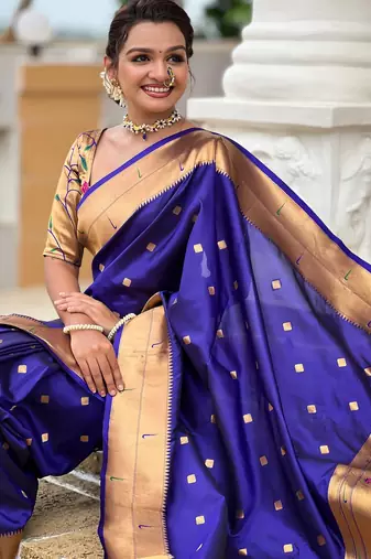 soft litchi art silk paithani jacquard saree (raffel-paithani-violet)