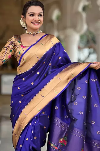 soft litchi art silk paithani jacquard saree (raffel-paithani-violet)