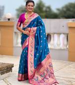 soft litchi art silk paithani jacquard saree (royal-paithani-1-sky-blue)