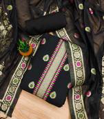black zari woven chanderi silk dress materials