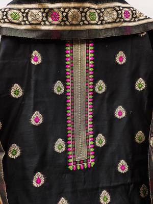 black zari woven chanderi silk dress materials 4