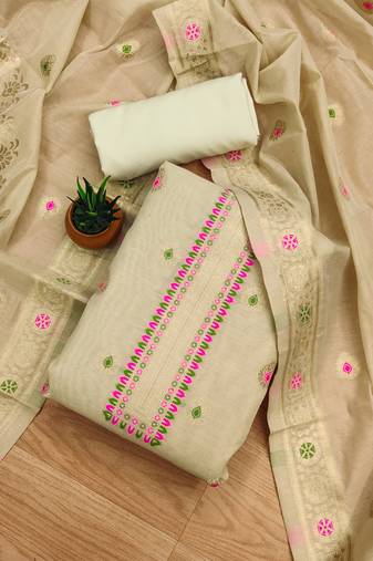 chiku zari woven chanderi silk dress materials