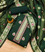 green zari woven chanderi silk dress materials
