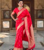 soft litchi art silk banarasi art silk jacquard saree (sonakshi-red)