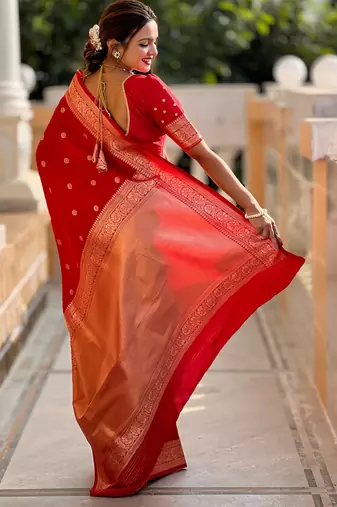 soft litchi art silk banarasi art silk jacquard saree (sonakshi-red)
