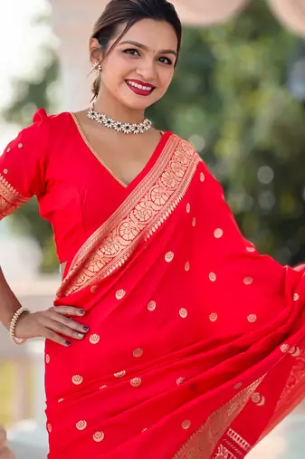 soft litchi art silk banarasi art silk jacquard saree (sonakshi-red)