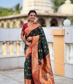 soft litchi art silk paithani jacquard saree (sparkal-paithani-b-green)
