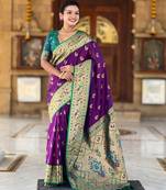 soft litchi art silk paithani jacquard saree (sparkal-paithani-magenta)