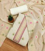 white zari woven chanderi silk dress materials