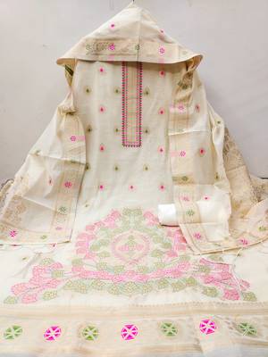 white zari woven chanderi silk dress materials 2
