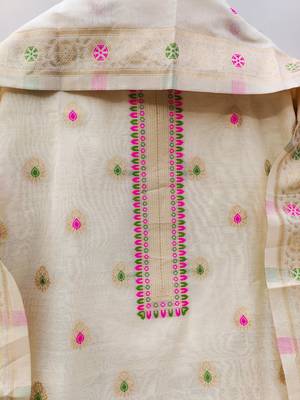 white zari woven chanderi silk dress materials 4