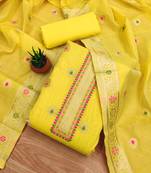 yellow zari woven chanderi silk dress materials