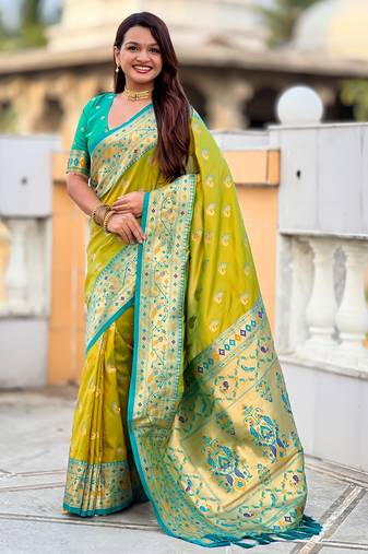 soft litchi art silk paithani jacquard saree (sparkal-paithani-pestal)