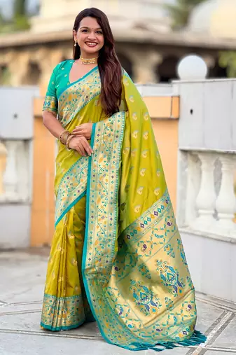 soft litchi art silk paithani jacquard saree (sparkal-paithani-pestal)