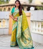 soft litchi art silk paithani jacquard saree (sparkal-paithani-pestal)