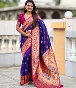 soft litchi art silk paithani jacquard saree (sparkal-paithani-violet)