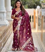 soft dola art silk fancy jacquard bollywood saree (swastik-dola-maroon)