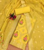 yellow zari woven chanderi silk dress materials
