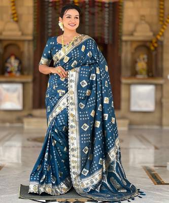 soft dola art silk fancy jacquard bollywood saree (swastik-dola-morpich) 2