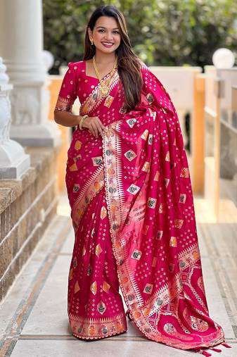 soft dola art silk fancy jacquard bollywood saree (swastik-dola-rani-pink)