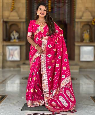soft dola art silk fancy jacquard bollywood saree (swastik-dola-rani-pink) 2