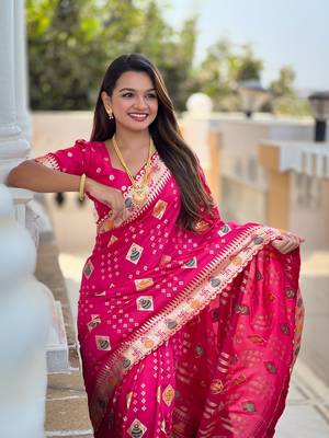 soft dola art silk fancy jacquard bollywood saree (swastik-dola-rani-pink) 5