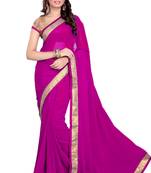 Pink plain georgette saree with blouse