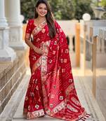 soft dola art silk fancy jacquard bollywood saree (swastik-dola-red)