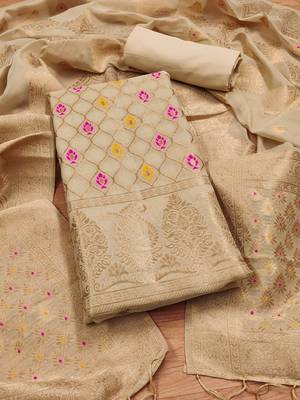 chiku zari woven chanderi silk dress materials 2