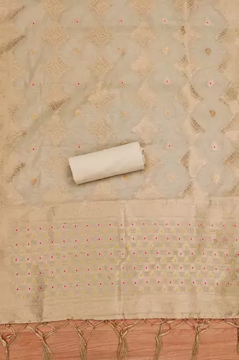 chiku zari woven chanderi silk dress materials
