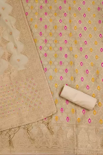 chiku zari woven chanderi silk dress materials