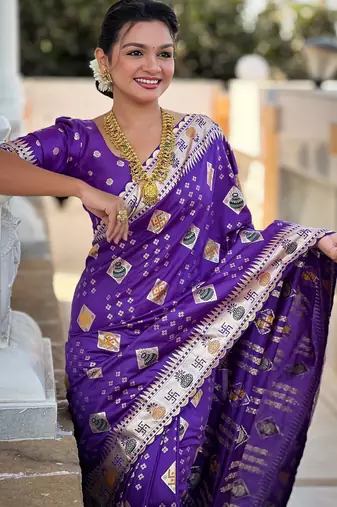 soft dola art silk fancy jacquard bollywood saree (swastik-dola-violet)