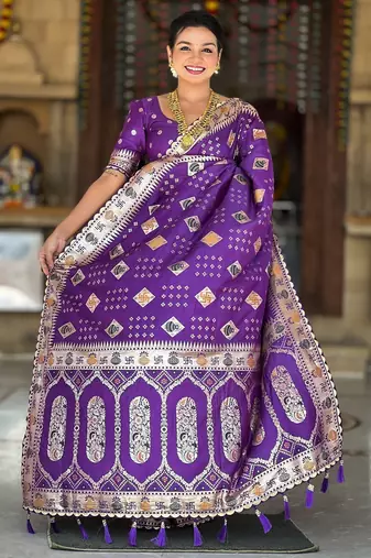 soft dola art silk fancy jacquard bollywood saree (swastik-dola-violet)