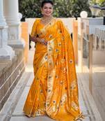 soft dola art silk fancy jacquard bollywood saree (swastik-dola-yellow)