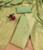 light green zari woven chanderi silk dress materials
