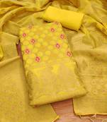 yellow zari woven chanderi silk dress materials