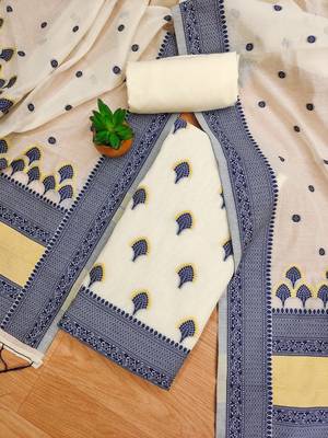 navy blue zari woven banarasi dress materials 2