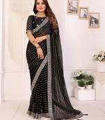 georgette embroidered & sequin work bollywood fancy saree (madhvi-black)