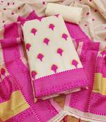 pink zari woven banarasi dress materials