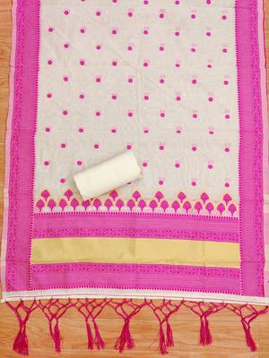 pink zari woven banarasi dress materials 4