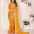 georgette embroidered & sequin work bollywood fancy saree (madhvi-mustard)