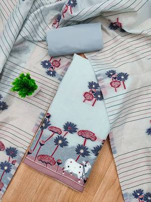 grey zari woven banarasi dress materials 2