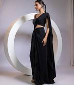 Black embroidered silk saree