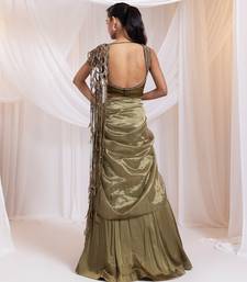 Olive embroidered silk saree