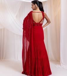 Red embroidered silk saree