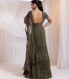 Olive embroidered silk saree