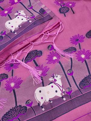 pink zari woven banarasi dress materials 4