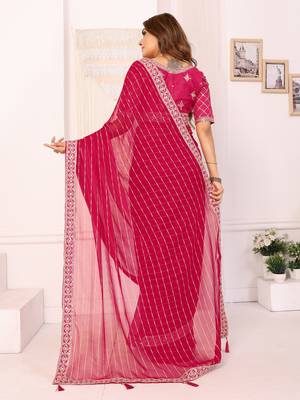 georgette embroidered & sequin work bollywood fancy saree (madhvi-pink) 3