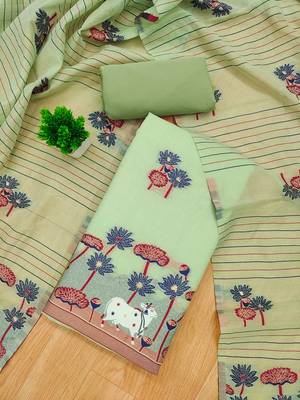 light green zari woven banarasi dress materials 2