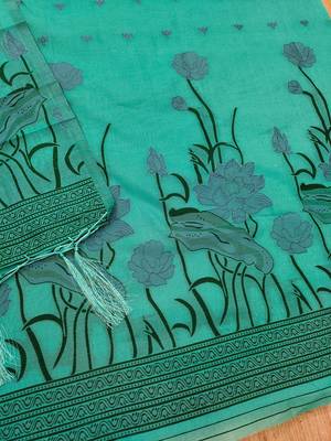 sea green zari woven banarasi dress materials 4